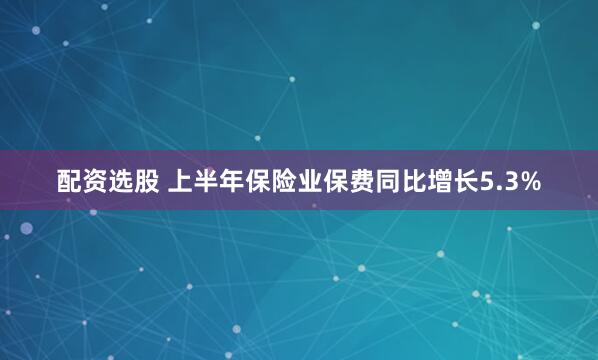 配资选股 上半年保险业保费同比增长5.3%